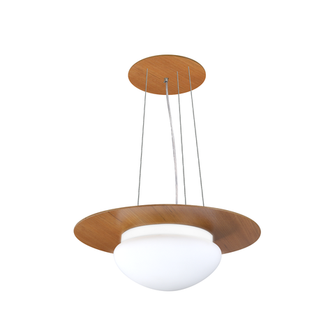 Pendente de Madeira Saturno Vidro Oval 40 cm Freijó Madeluz Pendente Saturno Oval Branco