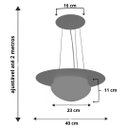 Ver imagem 2 de Pendente de Madeira Saturno Vidro Oval 40 cm Freijó Madeluz Pendente Saturno Oval Branco