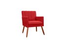 Ver imagem 1 de Poltrona Decorativa Cecília Suede Vermelho Pés Madeira Ms Decor