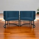 Ver imagem 2 de Kit 2 Poltronas Luna Decorativa Suede Cores Base Ferro Preto