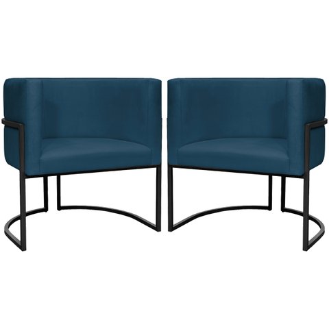 Kit 2 Poltronas Luna Decorativa Suede Cores Base Ferro Preto