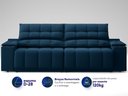 Ver imagem 5 de Sofá com Porta Copos Carregador USB Ret Rec Samurai 2,30m Velosuede Petróleo - NETSOFAS