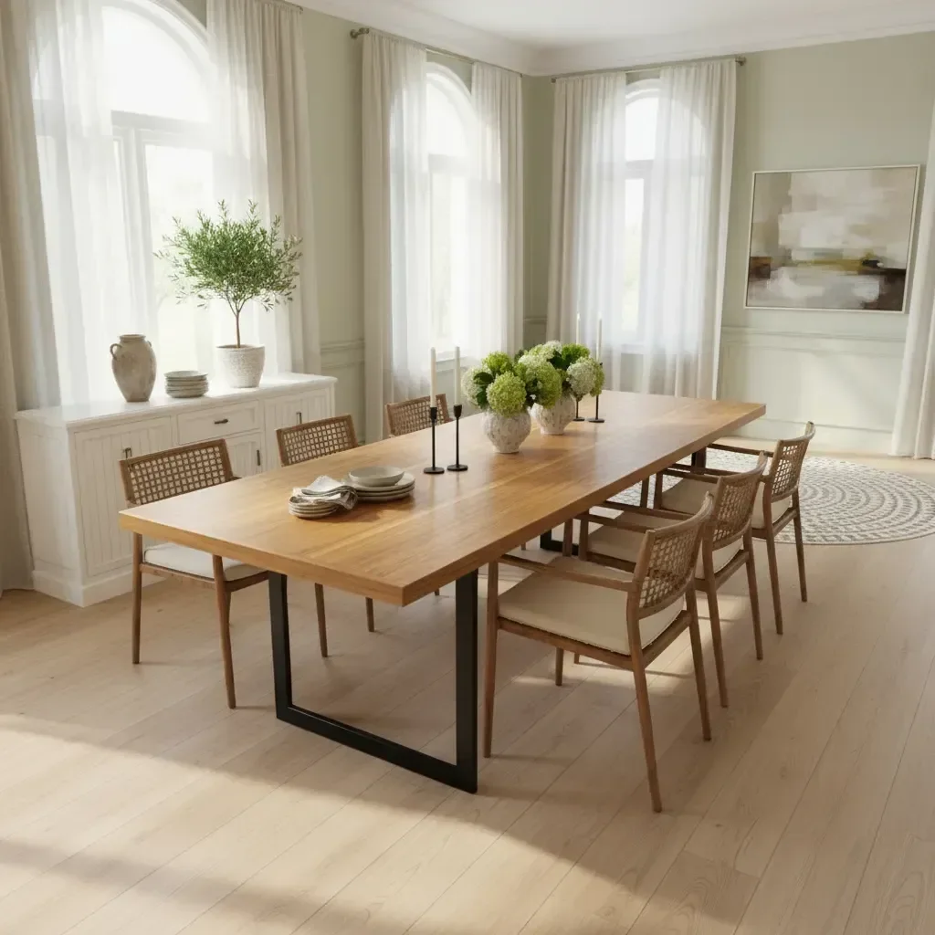 Ver imagem 5 de Mesa de Jantar Industrial Tampo Madeira Teca 300x100x78cm