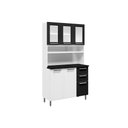 Ver imagem 1 de Kit de Cozinha Compacta Múltipla c/ 6 Portas (3 c/ Vidro) e 2 Gavetas Branco/Preto - Bertolini