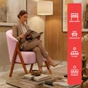 Ver imagem 2 de Kit 4 Poltrona Sala Yumi Veludo Rosa Pés Madeira Maciça Castanho - Arkell