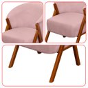Ver imagem 7 de Kit 4 Poltrona Sala Yumi Veludo Rosa Pés Madeira Maciça Castanho - Arkell