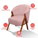 Ver imagem 4 de Kit 4 Poltrona Sala Yumi Veludo Rosa Pés Madeira Maciça Castanho - Arkell