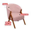 Ver imagem 5 de Kit 4 Poltrona Sala Yumi Veludo Rosa Pés Madeira Maciça Castanho - Arkell