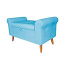 Ver imagem 2 de Recamier Baú Rio 140cm Suede Azul Turquesa Madeira Maciça Inova Decor