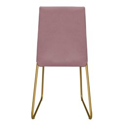 Cadeira de Jantar Estofada Lille Base Gold Veludo Rosê - Montanaris Decor - 4