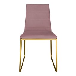 Cadeira de Jantar Estofada Lille Base Gold Veludo Rosê - Montanaris Decor - 2