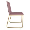Ver imagem 3 de Cadeira de Jantar Estofada Lille Base Gold Veludo Rosê - Montanaris Decor