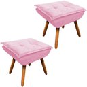 Ver imagem 1 de Kit 2 Puff's Decorativos Pés Palito Charger Suede Rosa