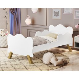 Mini Cama Infantil Angel Nuvem Proteção Lateral com Colchão Incluso:branco - 2