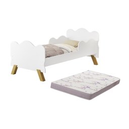 Mini Cama Infantil Angel Nuvem Proteção Lateral com Colchão Incluso:branco - 1