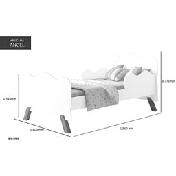 Mini Cama Infantil Angel Nuvem Proteção Lateral com Colchão Incluso:branco - 4