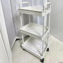 Ver imagem 2 de Carrinho Organizador Auxiliar 3 Prateleiras Multiuso Papelaria Cozinha Banheiro Escritorio com Ganch