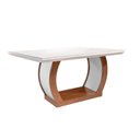 Ver imagem 1 de Mesa para Cozinha Jade + Tampo Madeirado Vidro Reto 180x90cm Imbuia/Off White - Rufato