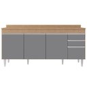 Ver imagem 5 de Balcão Gabinete 180cm com Tampo Dallas Castanho/Cinza - Lumil Lumil Móveis