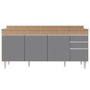 Ver imagem 4 de Balcão Gabinete 180cm com Tampo Dallas Castanho/Cinza - Lumil Lumil Móveis