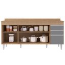 Ver imagem 3 de Balcão Gabinete 180cm com Tampo Dallas Castanho/Cinza - Lumil Lumil Móveis