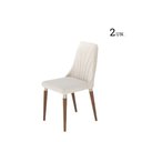 Ver imagem 6 de Conjunto de 2 Cadeiras de Madeira Maciça Estofada Lara - Natural C/ Linho Off White - Champanhe