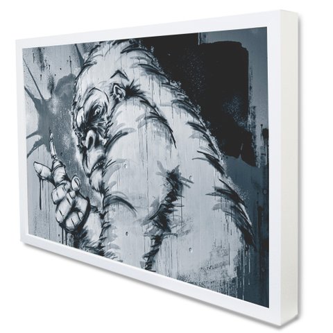 Quadro Decorativo Caixa Animal Urban Art Tacolado Moldura Caixa 3cm Madeira com Vidro 80 X 120cm
