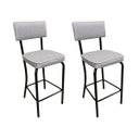 Ver imagem 1 de Conjunto 2 Banquetas Olivia Altura 65cm para Bar e Cozinha Preta com Assento Confortável Linho Cinza