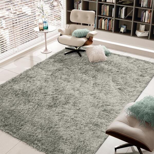 Tapete Sala Super Peludo Galant Prata 1,50x2,00 São Carlos - 2