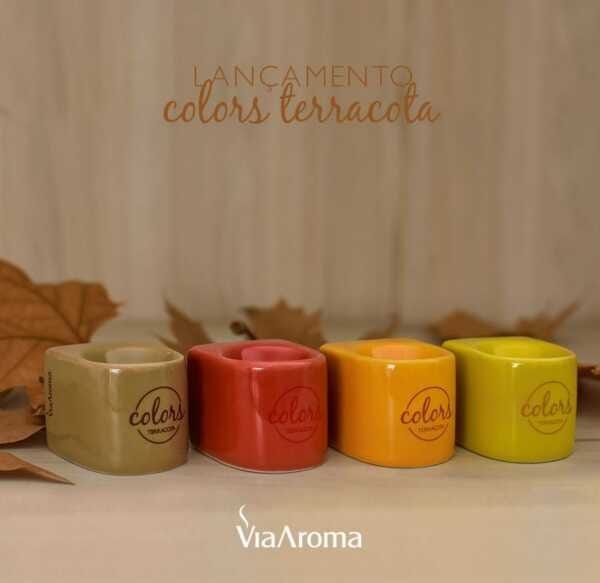 Kit 1 Aromatizador Difusor Elétrico Colors Original Porcelana + 3 Essências Via Aroma - Laranja - 2