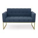 Ver imagem 3 de Sofá Namoradeira Elisa Suede Base Metálica Industrial Dourada - D'Rossi Azul Marinho