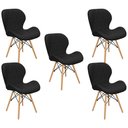 Ver imagem 1 de Kit 5 Cadeiras Charles Eames Eiffel Slim Wood Estofada - Preta