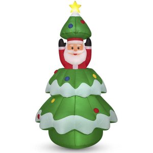 Arvore de Natal Papai Noel Sobe Desce Led Natalino Enfeite Decoraçao Casa Loja Condominio Festa Even