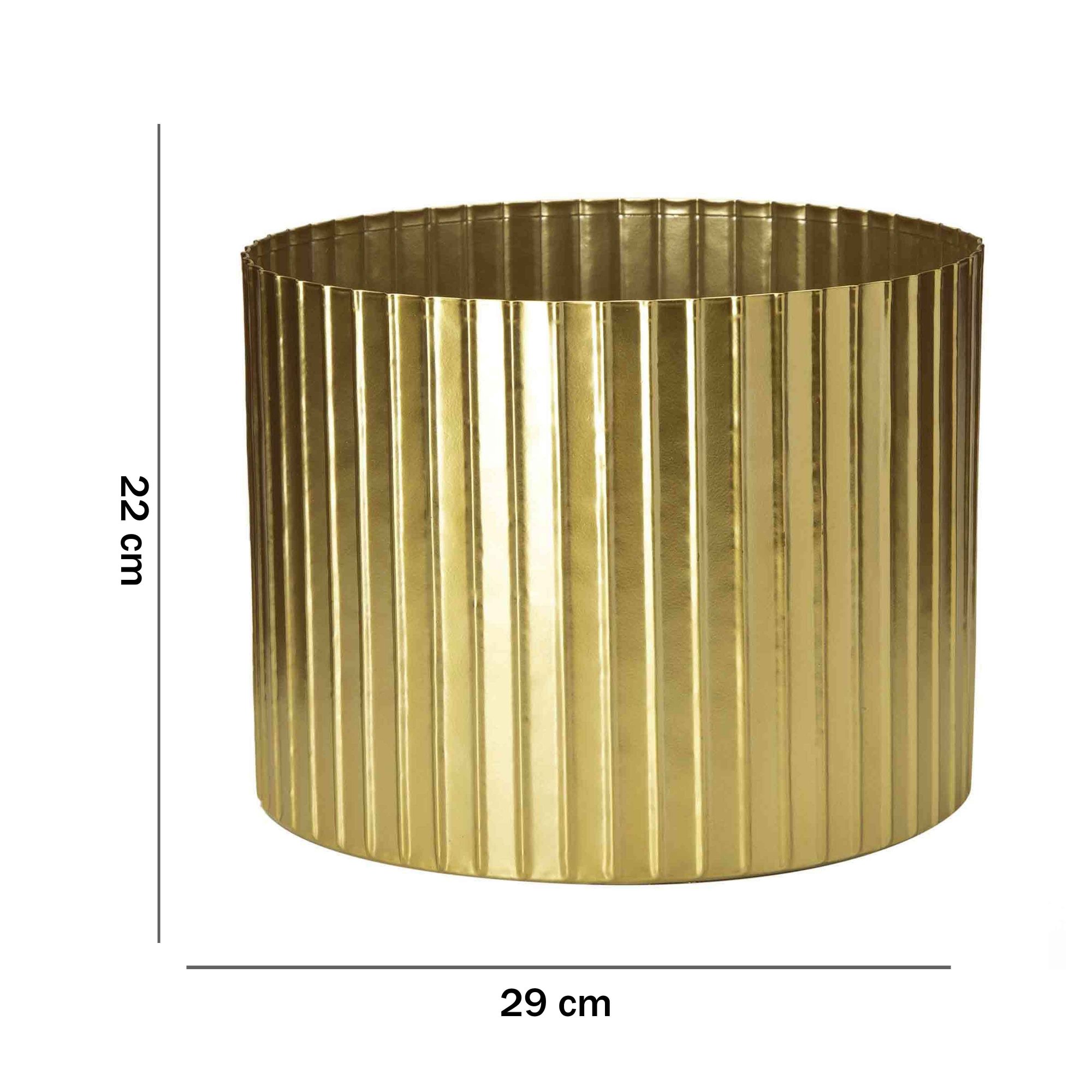 Cachepot Decorativo de Metal 3D Dourado 22x29cm - Indo Decorar - 4