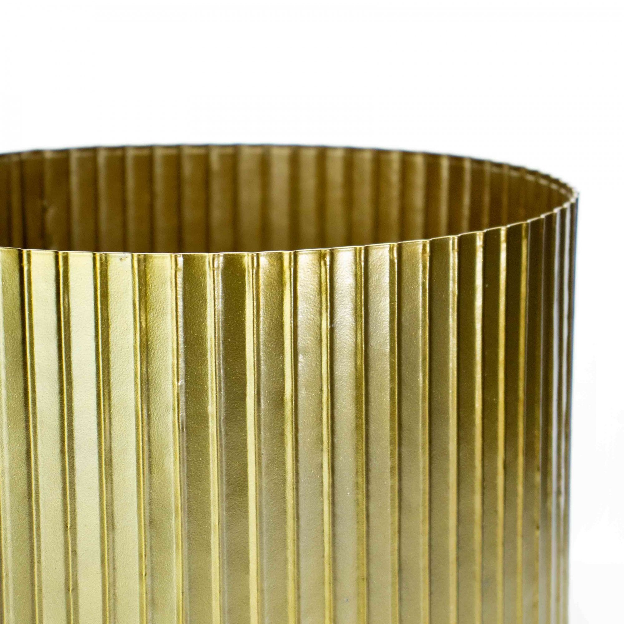Cachepot Decorativo de Metal 3D Dourado 22x29cm - Indo Decorar - 3