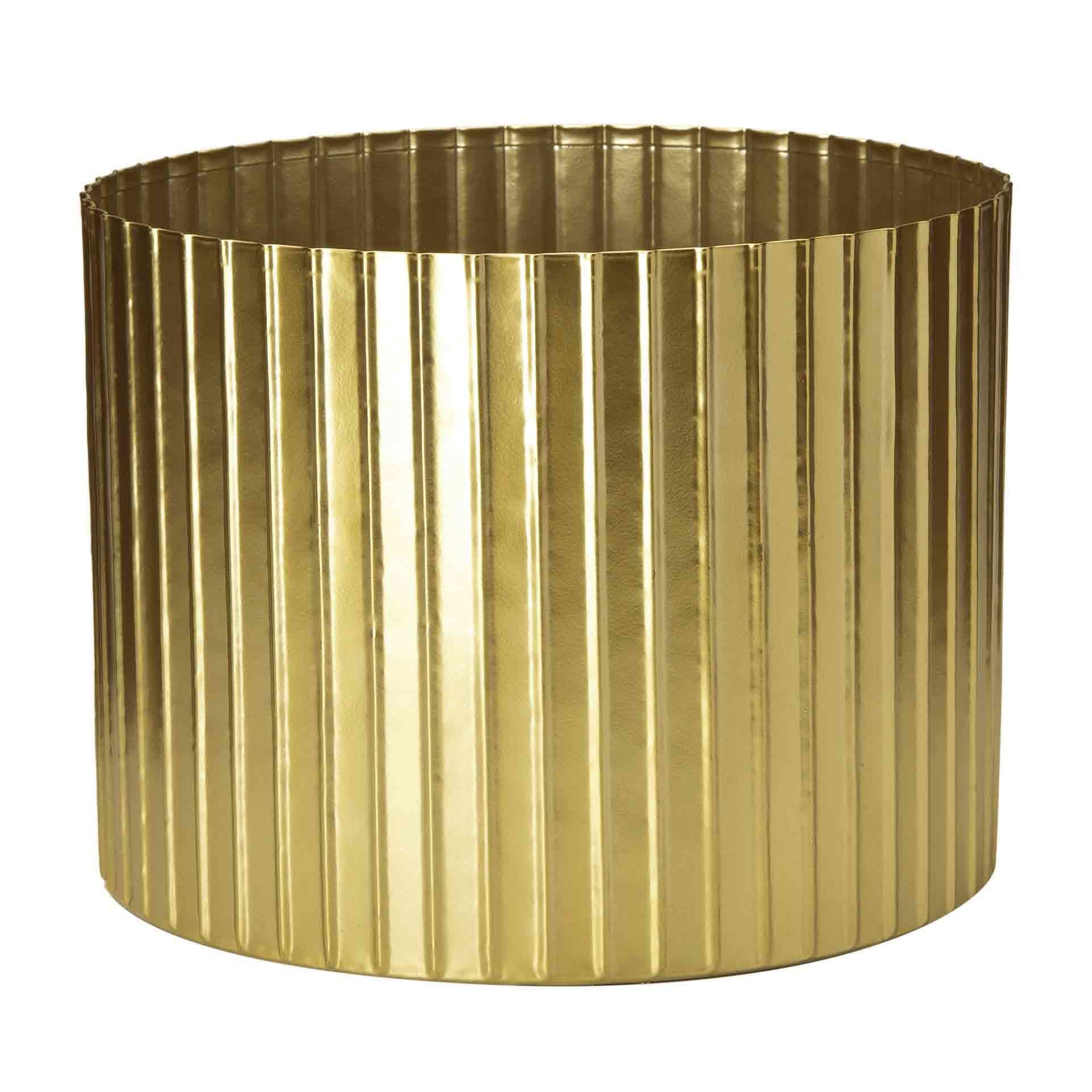 Cachepot Decorativo de Metal 3D Dourado 22x29cm - Indo Decorar - 1