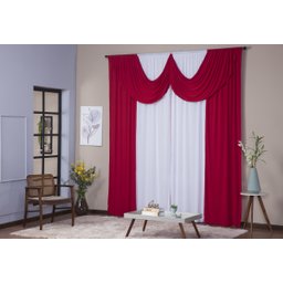 Cortina Paris 4,00 X 2,80 Sala Quarto Decoração com Bando Malha Gel Branco e Vermelho - 1 Cortina Paris 4,00 X 2,80 Sala Quarto Decoração com Bando Malha Gel Branco e Vermelho - 1