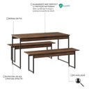Ver imagem 5 de Mesa de Jantar com 2 Bancos Estilo Industrial Tub Nogal / Est.preta