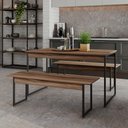 Ver imagem 2 de Mesa de Jantar com 2 Bancos Estilo Industrial Tub Nogal / Est.preta