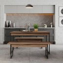 Ver imagem 3 de Mesa de Jantar com 2 Bancos Estilo Industrial Tub Nogal / Est.preta
