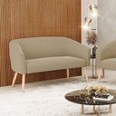 Ver imagem 2 de Namoradeira 02 Lugares Stella Suede Marrom Rato Pés Palito Natural - D’Rossi