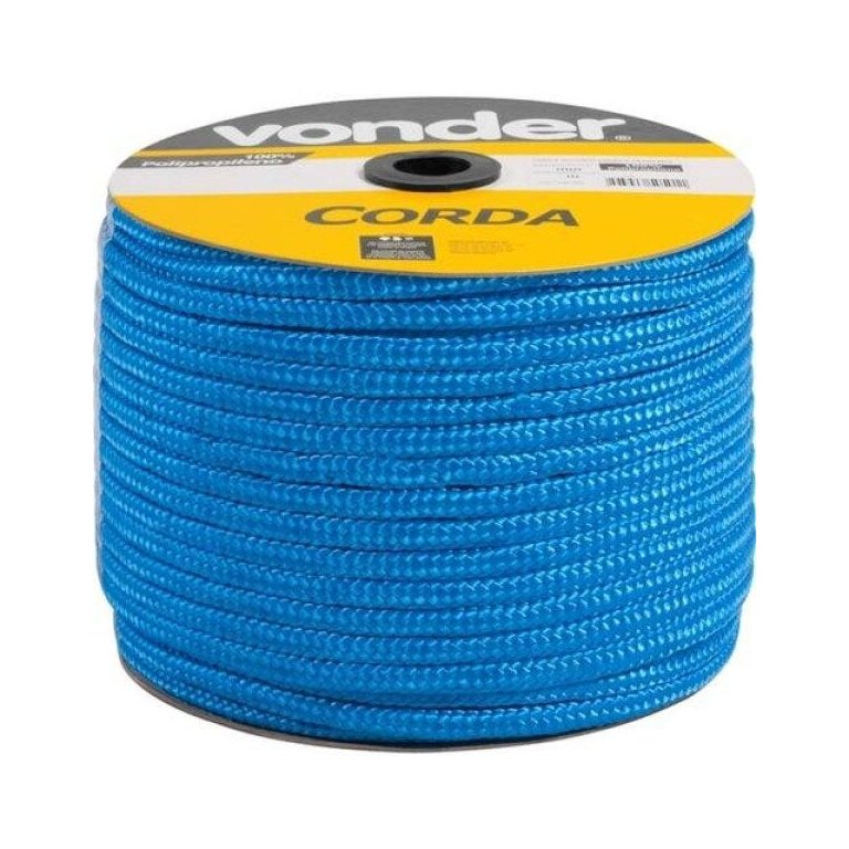 Corda multifilamento trançada 10 mm x 190 m azul em carretel Vonder