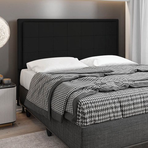 Cabeceira Casal Cama Box 140cm para Quarto Onix Suede Preto M11 - D’Rossi