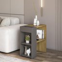 Ver imagem 3 de Mesa Lateral Mademovel Marrom e Grafite 60 cm com Design Espaçoso para Sala e Quarto
