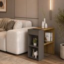 Ver imagem 2 de Mesa Lateral Mademovel Marrom e Grafite 60 cm com Design Espaçoso para Sala e Quarto