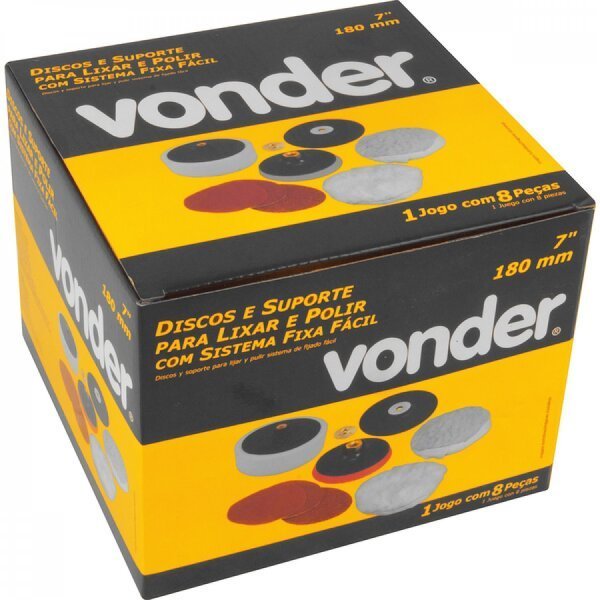 Jogo de discos para lixar e polir 7" e suporte com pluma (sistema fixa fácil) Vonder - 2