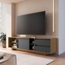 Ver imagem 3 de Rack para TV até 65 Polegadas 180cm com Nichos 2 Gavetas Linea Mel/Grafite RA1800