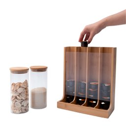 Kit com 2 potes de vidro com tampa de bambu 1,6l e porta cápsulas de bambu - Oikos - 8