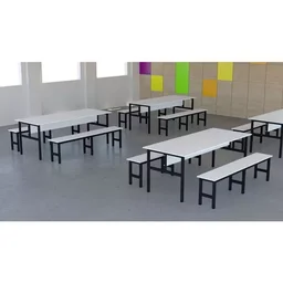 Conjunto Mesa para Refeitório 10 Lugares com Bancos Separado - 4