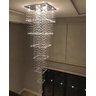 LUSTRE PARA PÉ DIREITO DUPLO BASE DE INOX POLIDO ESPELHADO DE 70X70CM COM 3 METROS DE ALTURA - 1